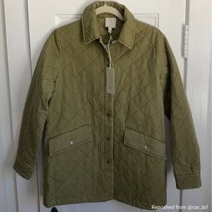 NWOT Joie Green Quilted Barn Button Down Jacket